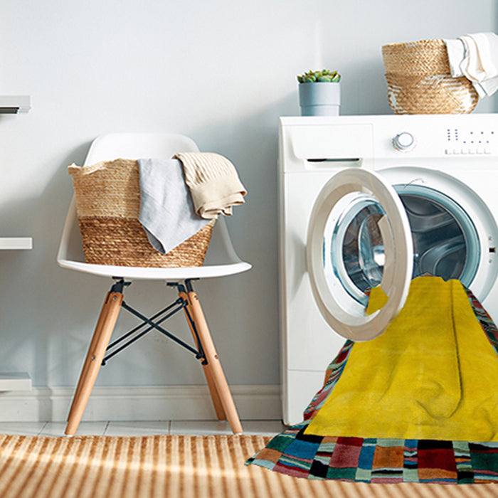 Machine Washable Abstract Brown Rug in a Washing Machine, wshabs2029