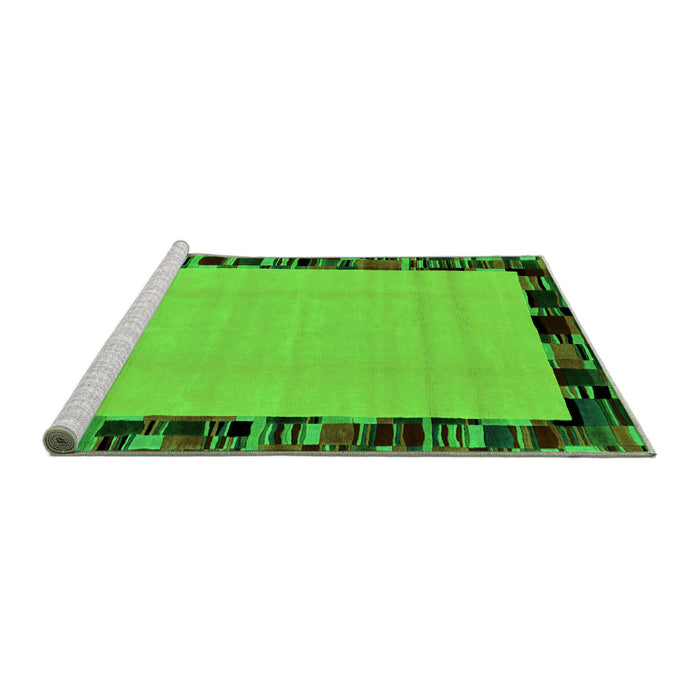 Sideview of Machine Washable Abstract Green Modern Area Rugs, wshabs2029grn