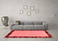 Machine Washable Abstract Red Modern Rug, wshabs2029red