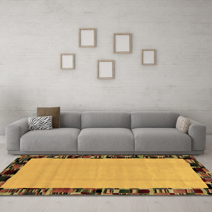 Machine Washable Abstract Brown Modern Rug in a Living Room,, wshabs2029brn