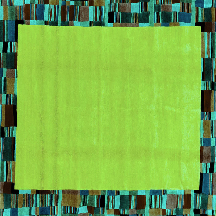 Square Machine Washable Abstract Turquoise Modern Area Rugs, wshabs2029turq