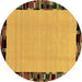 Round Abstract Brown Modern Rug, abs2029brn