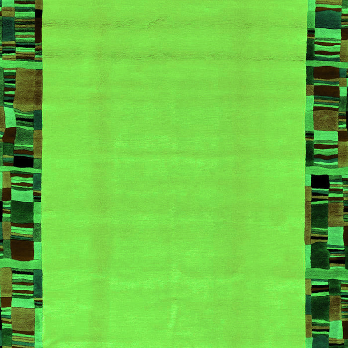 Machine Washable Abstract Green Modern Area Rugs, wshabs2029grn