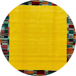 Round Machine Washable Abstract Brown Rug, wshabs2029