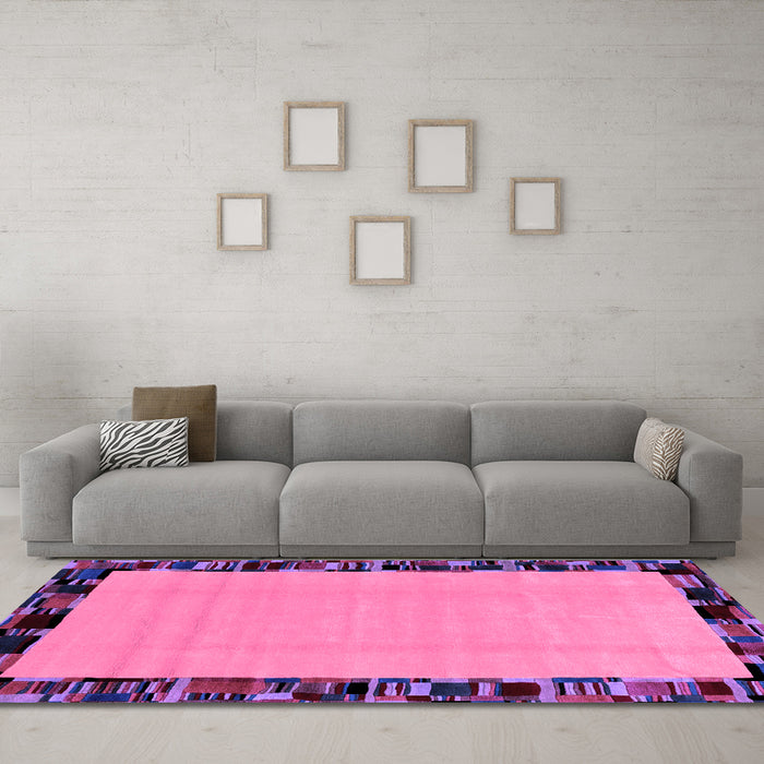 Machine Washable Abstract Purple Modern Area Rugs in a Living Room, wshabs2029pur