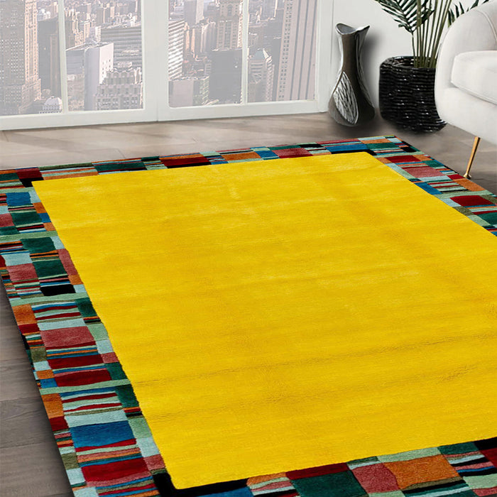 Machine Washable Abstract Brown Rug in a Family Room, wshabs2029