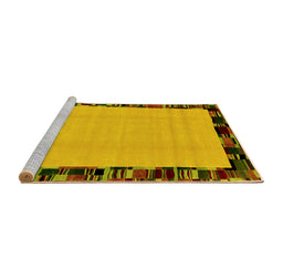 Sideview of Machine Washable Abstract Yellow Modern Rug, wshabs2029yw