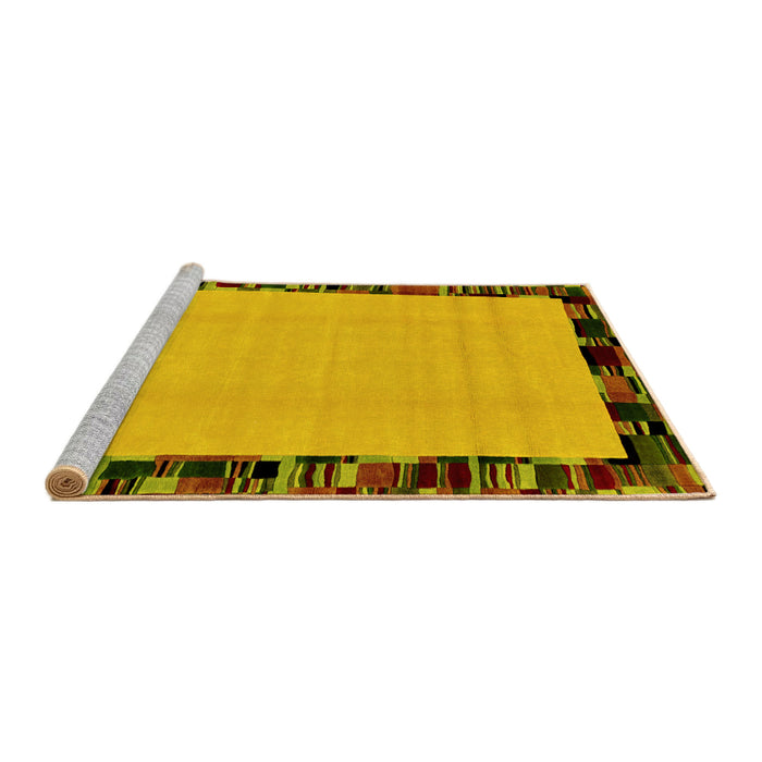 Sideview of Machine Washable Abstract Yellow Modern Rug, wshabs2029yw