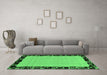 Machine Washable Abstract Emerald Green Modern Area Rugs in a Living Room,, wshabs2029emgrn