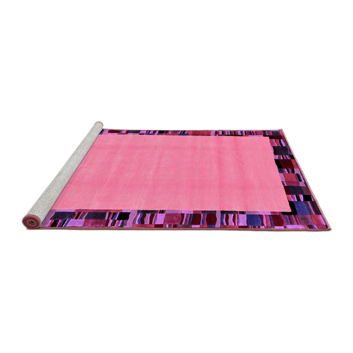 Sideview of Machine Washable Abstract Pink Modern Rug, wshabs2029pnk