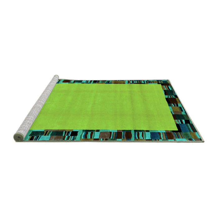 Sideview of Machine Washable Abstract Turquoise Modern Area Rugs, wshabs2029turq
