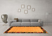 Machine Washable Abstract Orange Modern Area Rugs in a Living Room, wshabs2029org