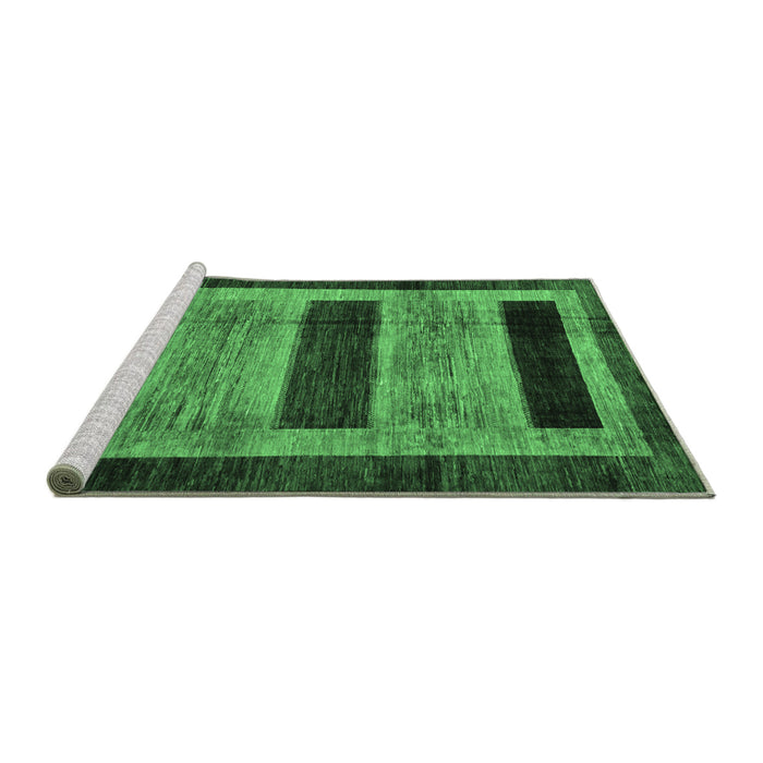 Sideview of Machine Washable Abstract Emerald Green Modern Area Rugs, wshabs202emgrn