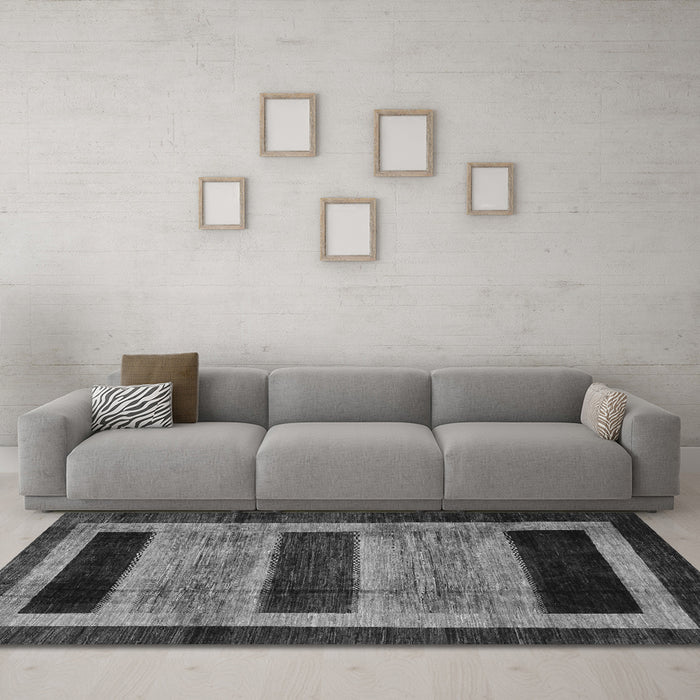 Machine Washable Abstract Gray Modern Rug in a Living Room,, wshabs202gry