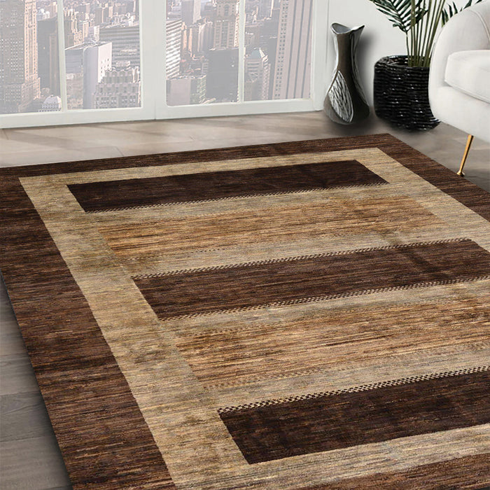 Machine Washable Abstract Bakers Brown Rug in a Family Room, wshabs202