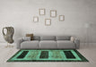 Machine Washable Abstract Turquoise Modern Area Rugs in a Living Room,, wshabs202turq