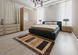 Abstract Bakers Brown Modern Rug in a Bedroom, abs202