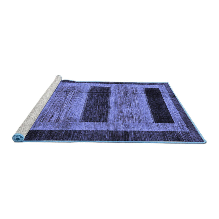 Sideview of Machine Washable Abstract Blue Modern Rug, wshabs202blu