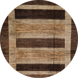 Round Machine Washable Abstract Bakers Brown Rug, wshabs202