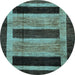 Round Abstract Light Blue Modern Rug, abs202lblu