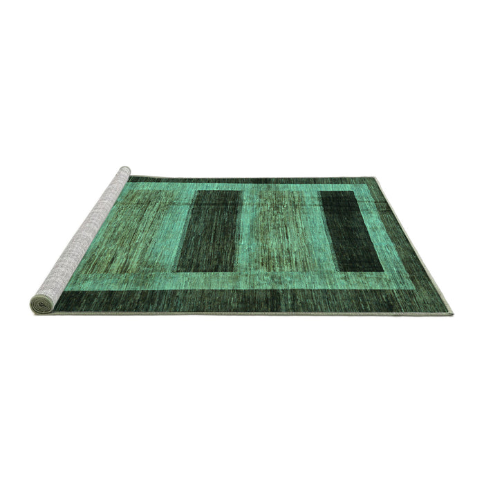 Sideview of Machine Washable Abstract Turquoise Modern Area Rugs, wshabs202turq