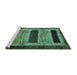 Sideview of Machine Washable Abstract Turquoise Modern Area Rugs, wshabs202turq