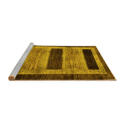 Sideview of Machine Washable Abstract Yellow Modern Rug, wshabs202yw