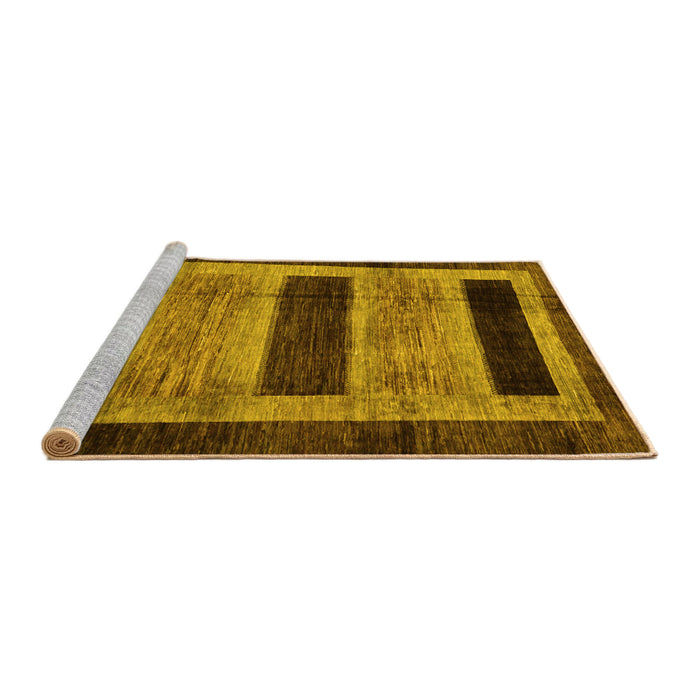 Sideview of Machine Washable Abstract Yellow Modern Rug, wshabs202yw