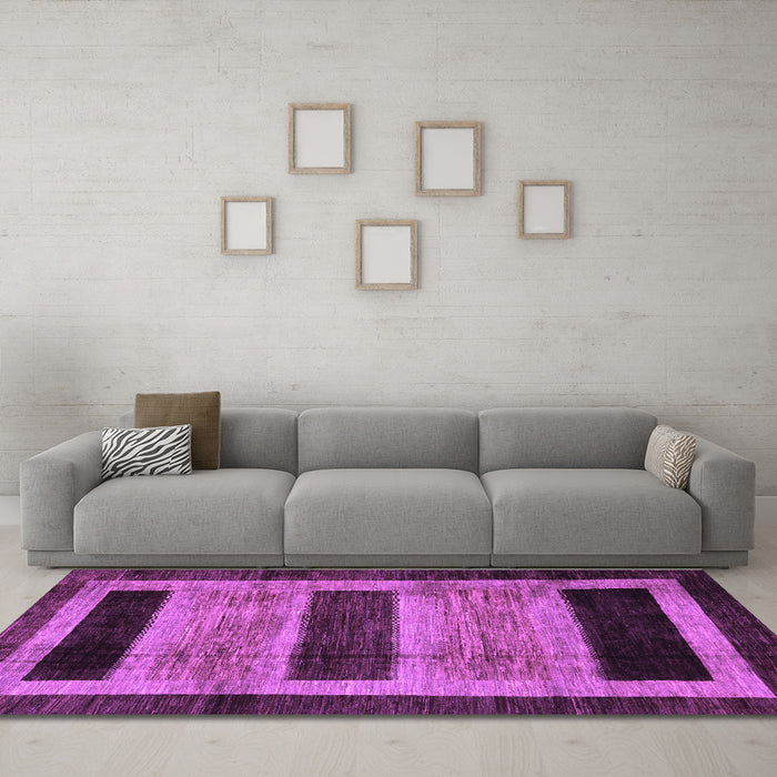 Machine Washable Abstract Purple Modern Area Rugs in a Living Room, wshabs202pur