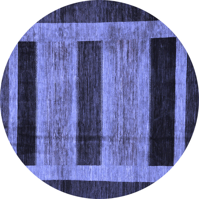 Round Abstract Blue Modern Rug, abs202blu