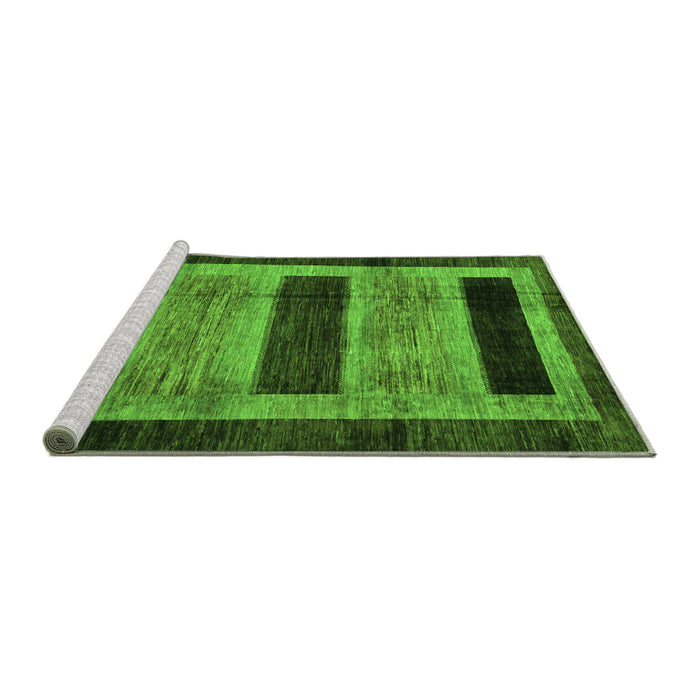 Sideview of Machine Washable Abstract Green Modern Area Rugs, wshabs202grn
