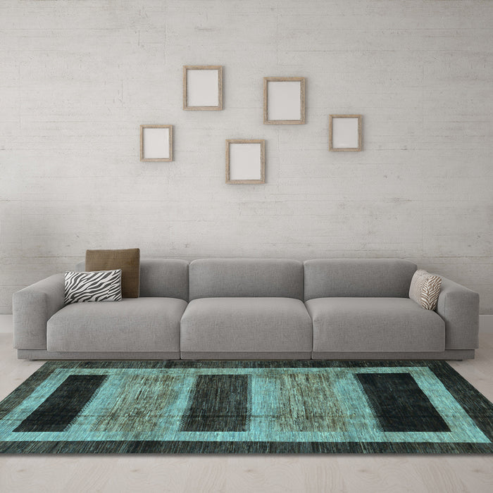 Machine Washable Abstract Light Blue Modern Rug in a Living Room, wshabs202lblu