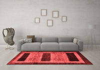 Machine Washable Abstract Red Modern Rug, wshabs202red