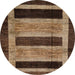 Round Abstract Bakers Brown Modern Rug, abs202