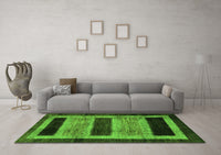 Machine Washable Abstract Green Modern Rug, wshabs202grn