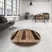 Round Abstract Bakers Brown Modern Rug in a Office, abs202