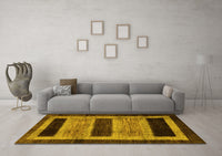 Machine Washable Abstract Yellow Modern Rug, wshabs202yw