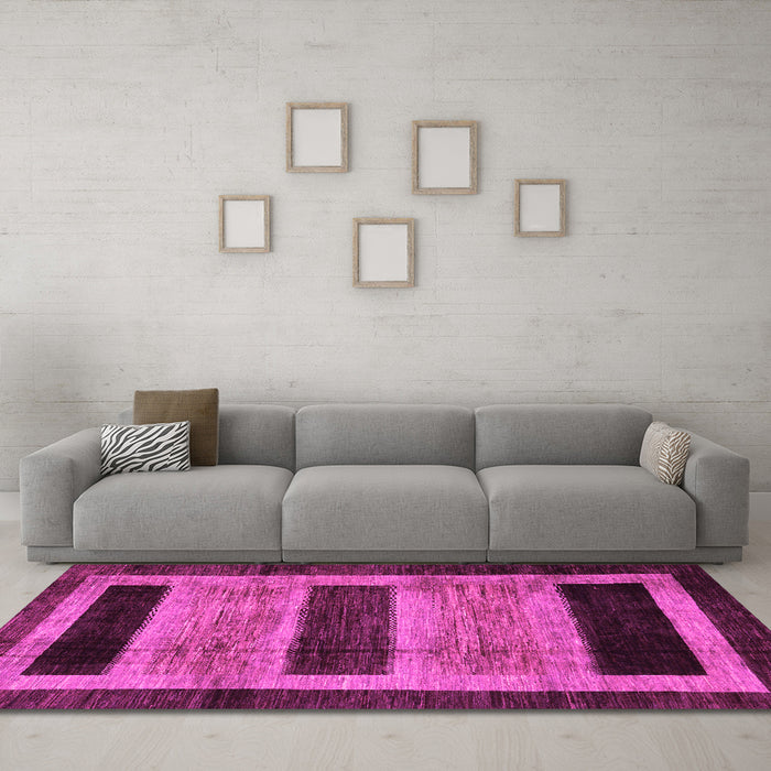 Machine Washable Abstract Pink Modern Rug in a Living Room, wshabs202pnk