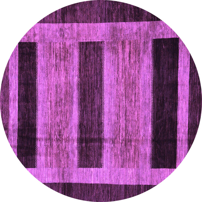 Round Machine Washable Abstract Purple Modern Area Rugs, wshabs202pur