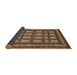 Sideview of Abstract Orange Brown Checkered Rug, abs203