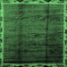 Square Machine Washable Abstract Emerald Green Modern Area Rugs, wshabs2030emgrn