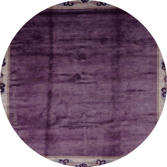 Round Abstract Plum Purple Modern Rug, abs2030