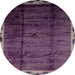 Round Abstract Plum Purple Modern Rug, abs2030