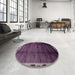 Round Abstract Plum Purple Modern Rug in a Office, abs2030