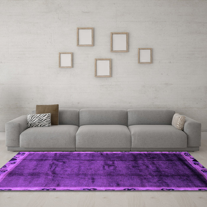Machine Washable Abstract Purple Modern Area Rugs in a Living Room, wshabs2030pur