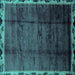 Square Abstract Turquoise Modern Rug, abs2030turq