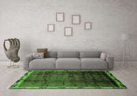 Machine Washable Abstract Green Modern Rug, wshabs2030grn