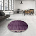 Round Machine Washable Abstract Plum Purple Rug in a Office, wshabs2030