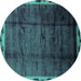 Round Abstract Turquoise Modern Rug, abs2030turq