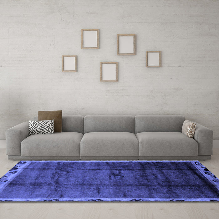 Machine Washable Abstract Blue Modern Rug in a Living Room, wshabs2030blu